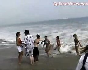 at the Beach Frolicking in her Bikini!