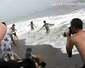 at the Beach Frolicking in her Bikini!