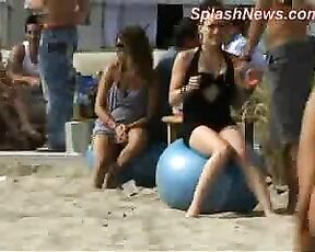 at the Beach Frolicking in her Bikini!