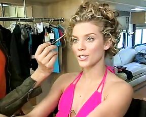 in pink swimsuit for Ocean Pacific ad!