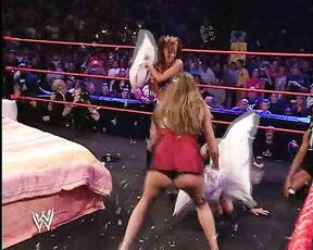 Maria Kanellis, Candice Michelle and Christy Hemme WWE Divas in Lingerie Pillow Fight!