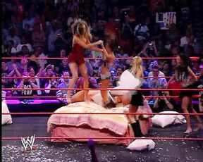 Maria Kanellis, Candice Michelle and Christy Hemme WWE Divas in Lingerie Pillow Fight!