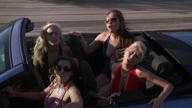 Cassie Young, Katie Morgan, Shay Jordan and Vanessa Motto Topless in car from Entourage S05E05!