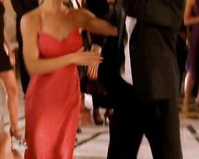 Cleavage and dancing in red dress on Chuck!