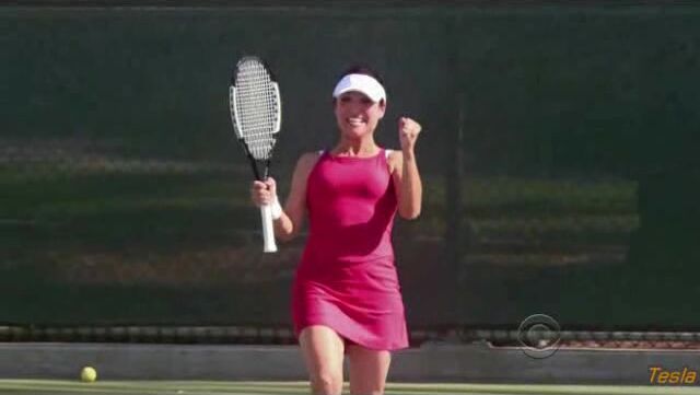 playing tennis and taunting on The New Adventures of Old Christine S4E9!