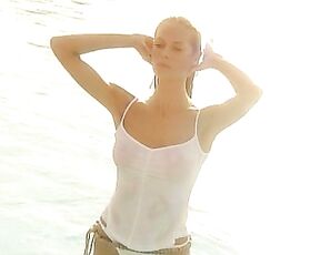 wet See-Through top and Cameltoe!