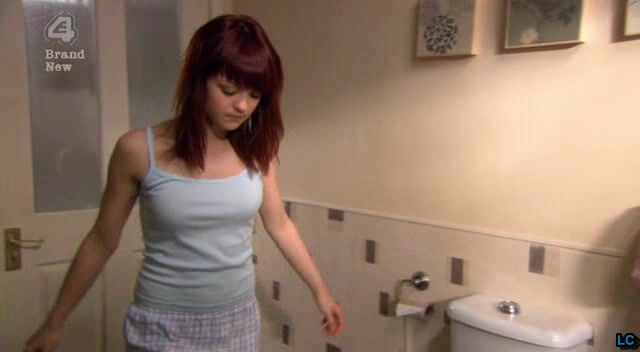 in Panties, topless from behind, on Skins S03E01!