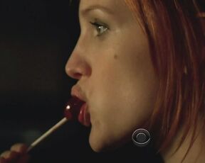 licking a lollipop on CSI ny S5e18!