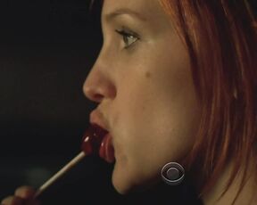 licking a lollipop on CSI ny S5e18!