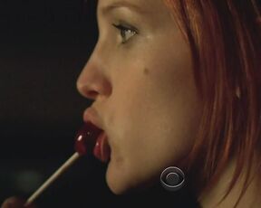 licking a lollipop on CSI ny S5e18!