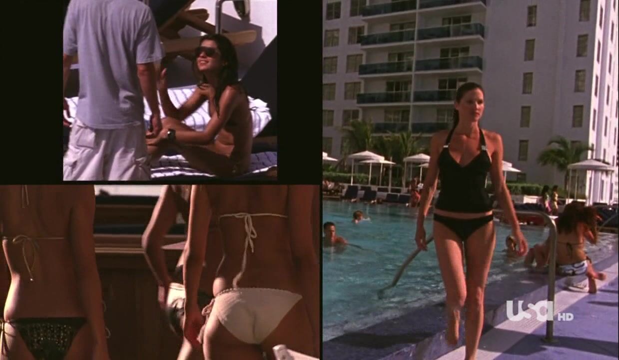 in bathing suit from Burn Notice!