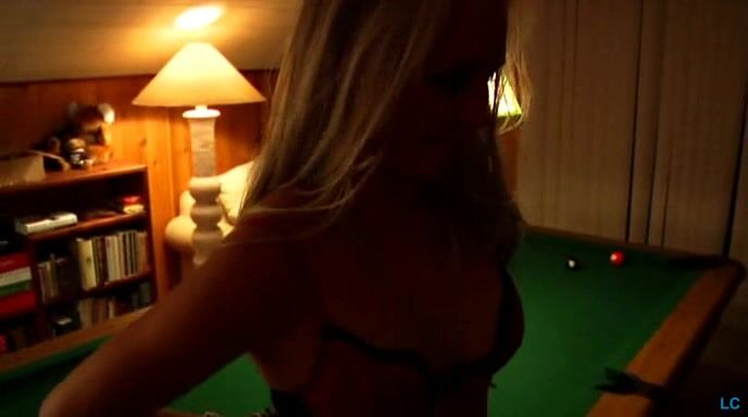 Naked on pool table in Murder Loves Killers Too!