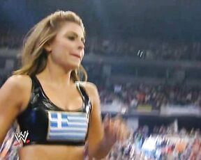 Maria Menounos and Nancy ODell wrestling on WWE RAW!