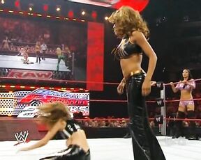 Maria Menounos and Nancy ODell wrestling on WWE RAW!