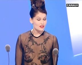 Topless in Transparent Top Presenting at The Cesars French Oscars!