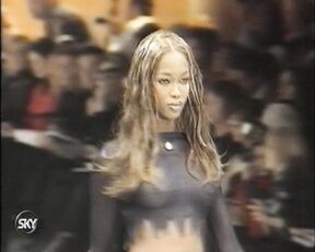 Yasmeen Ghauri and Naomi Campbell Sheer See-Thru on the catwalk from Fashion TV!