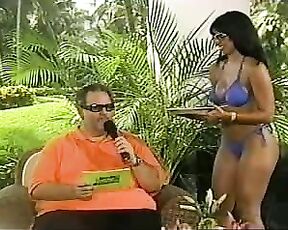 in Blue Thong Bikini on El Gordo Show!