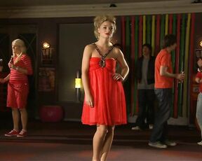 in Red Dress and Lipstick on Hollyoaks!