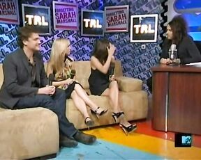 Kristen Bell and Mila Kunis Leg Show on TRL Interview!