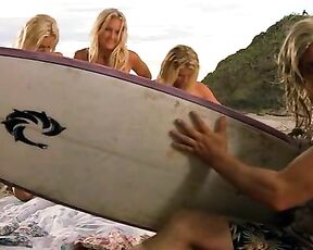 The Three Swedes Topless in Surf School!