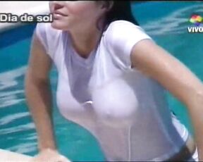 , Big Boobed Argentinian Model, in Wet T-Shirt in Pool!