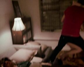 slight see-through jumping in bed and Topless from behind in Eternal Sunshine (HDTV)!