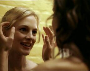 Heather Graham with Jessica Stroup showing Bare Boobs and kissing each other in Broken!