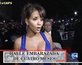 red carpet interview in that blue dress with huge boobs!