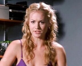 Cleavage and in purple Lingerie on Chuck S1e8!