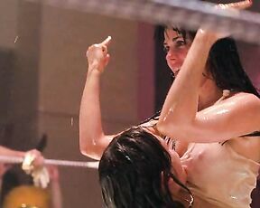 Mia Kirshner and Kate French Nude, lezzing it up and wrestling on the L Word S05E07!