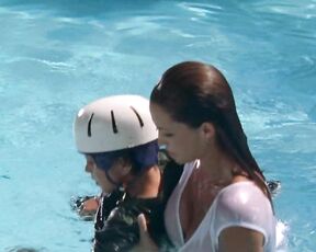 in See-Through outfit coming out of a pool on Unhitched S1e2!